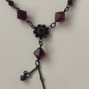 Bellagio USA Crystal Red Beaded Drop Necklace Vintage Style